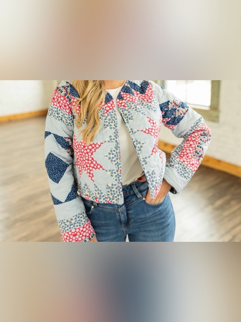 [IDA MAE] ADELINE PATCHWORK QUILTED JACKET-MADE IN TX USA sz small